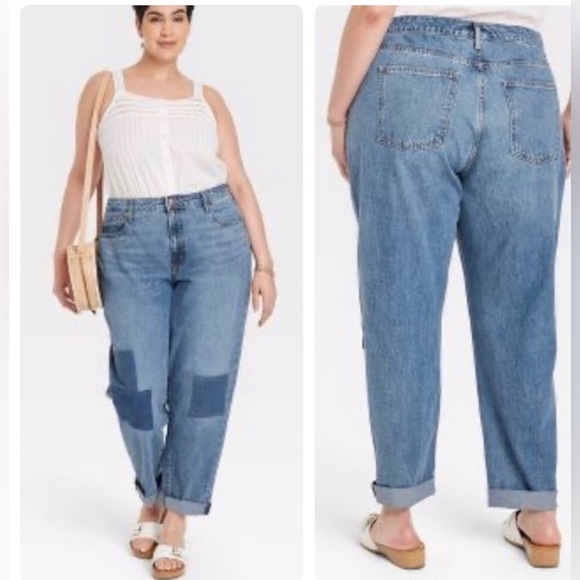 NWT universal thread boyfriend jeans with patches size 12 - Picture 3 of 12